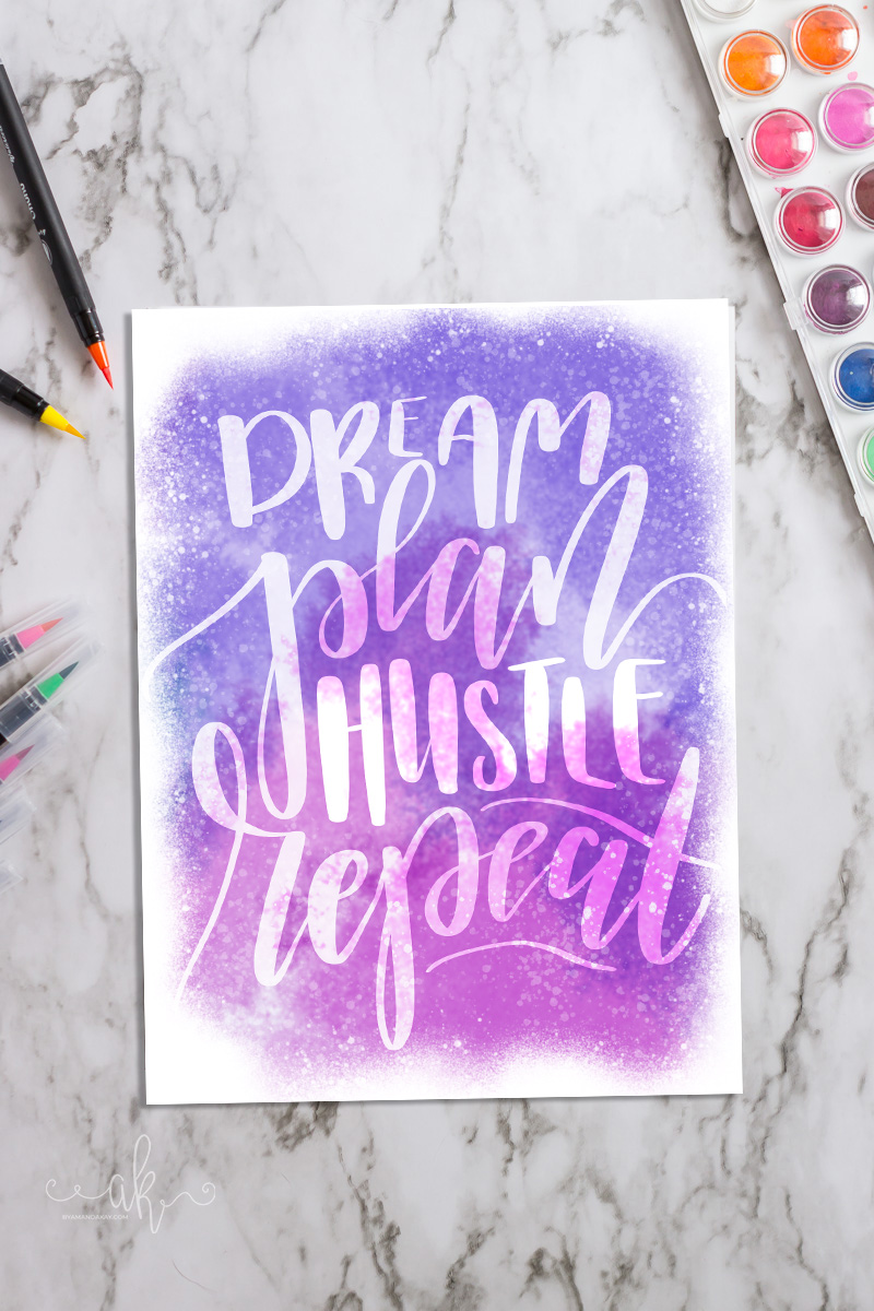 Hand Lettered Printable Watercolor Art