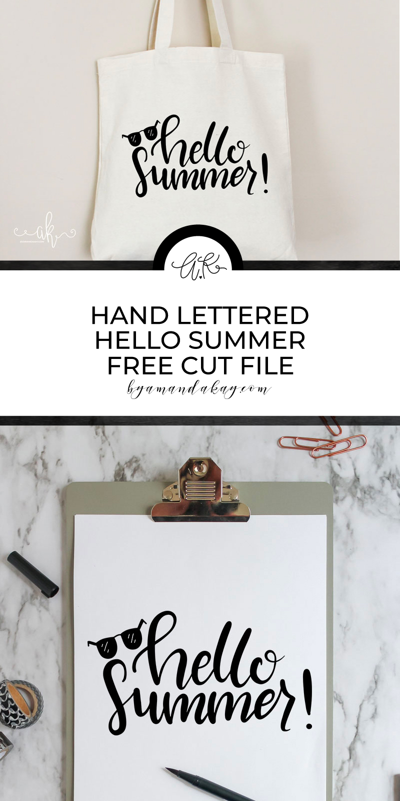 hand lettered hello summer pinterest image