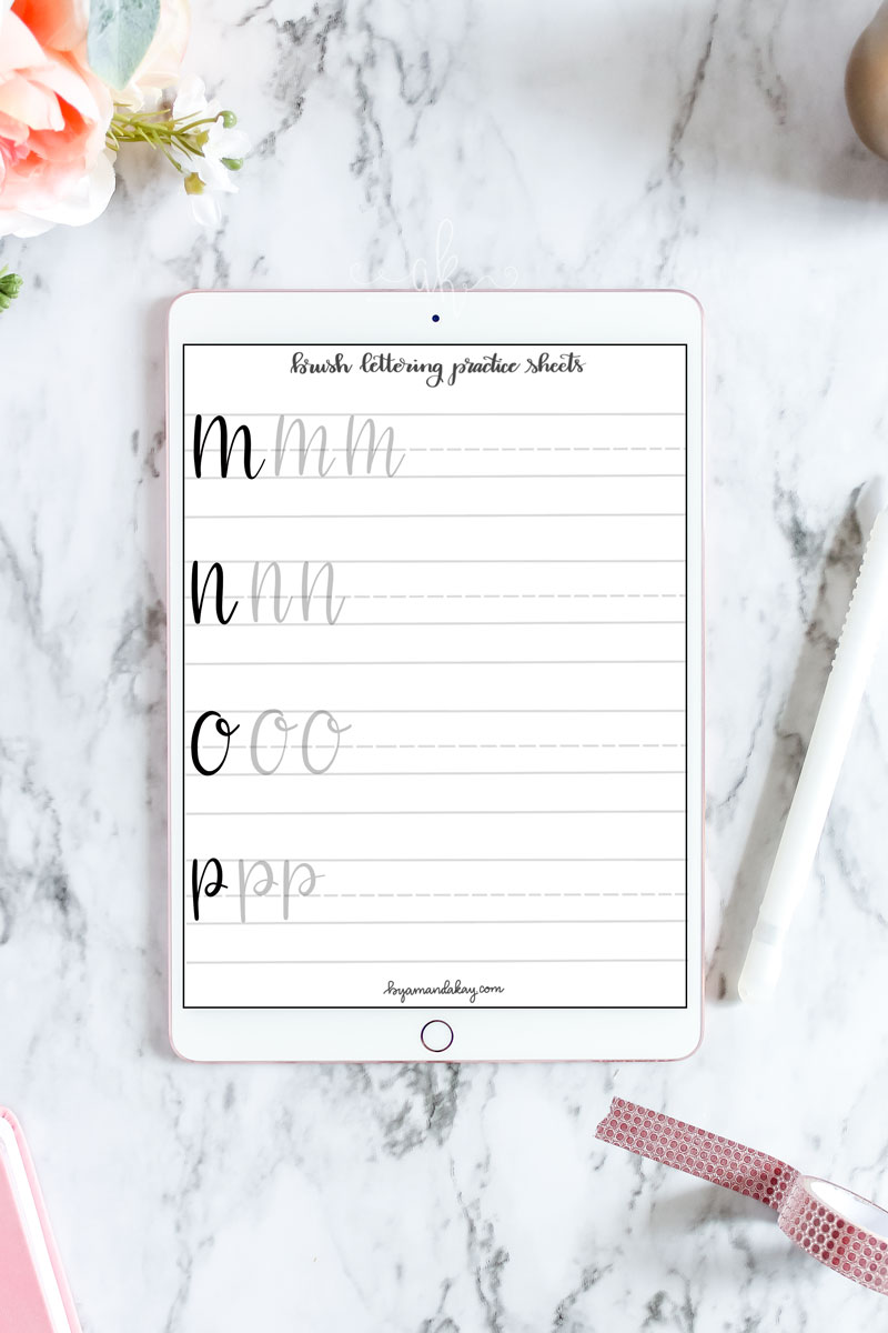 Free Uppercase Brush Lettering Practice Sheets for Print or iPad