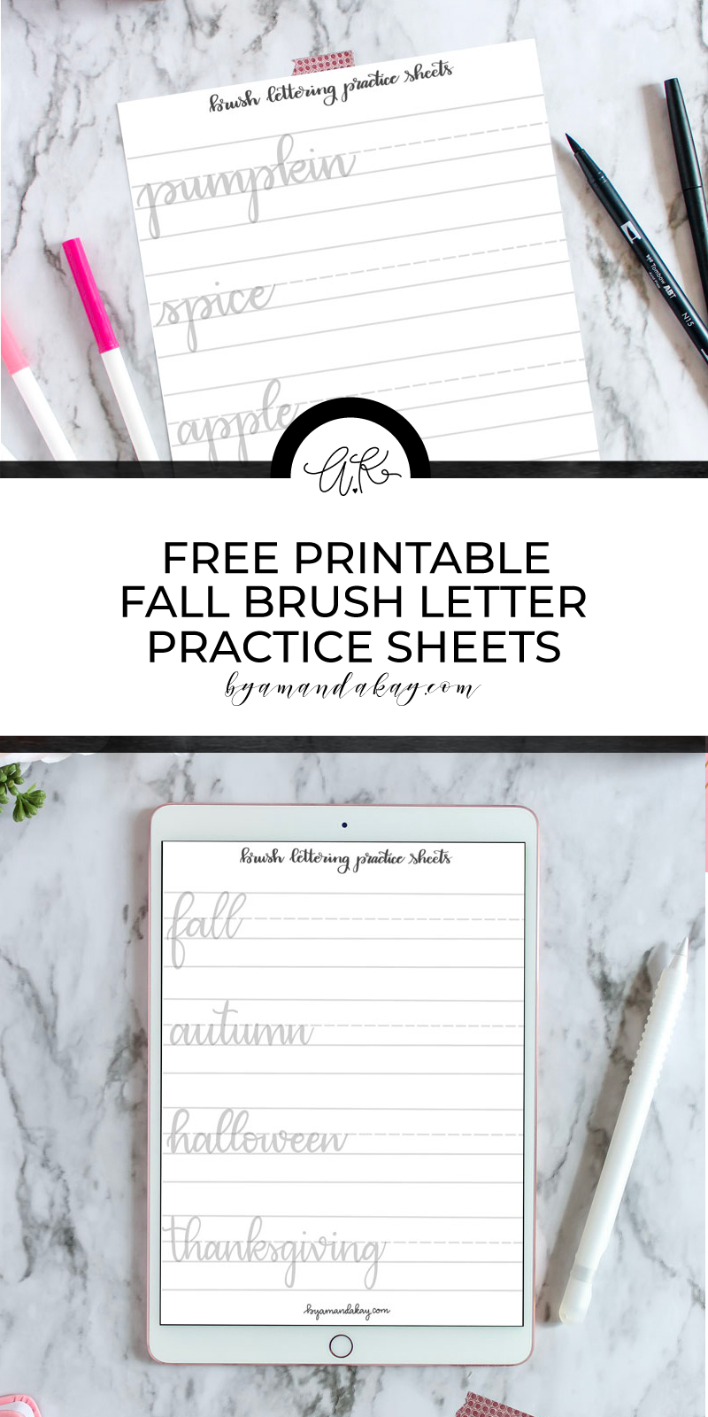 Printable Lettering Practice Sheets Fall Words