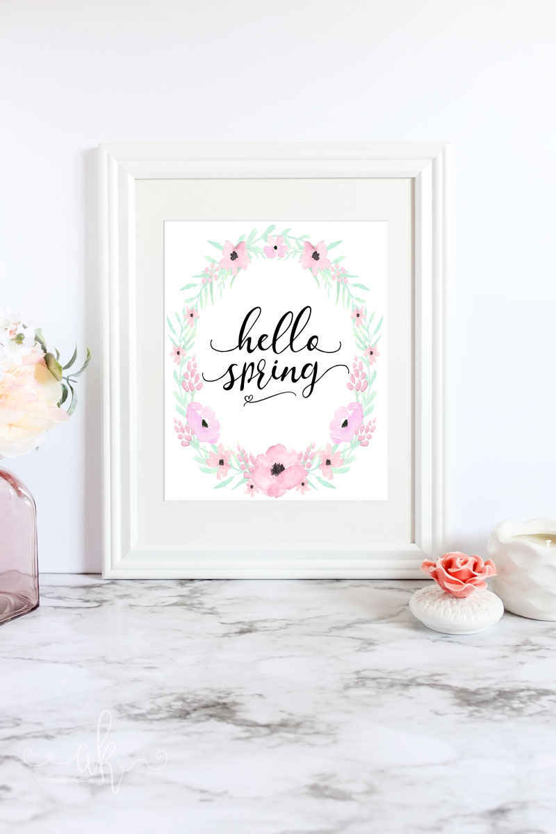 Free Hello Spring Floral Printable Art