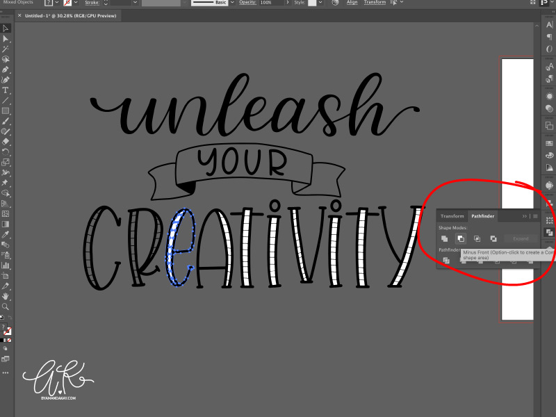 How to turn procreate lettering into svg cut files minus front step 7