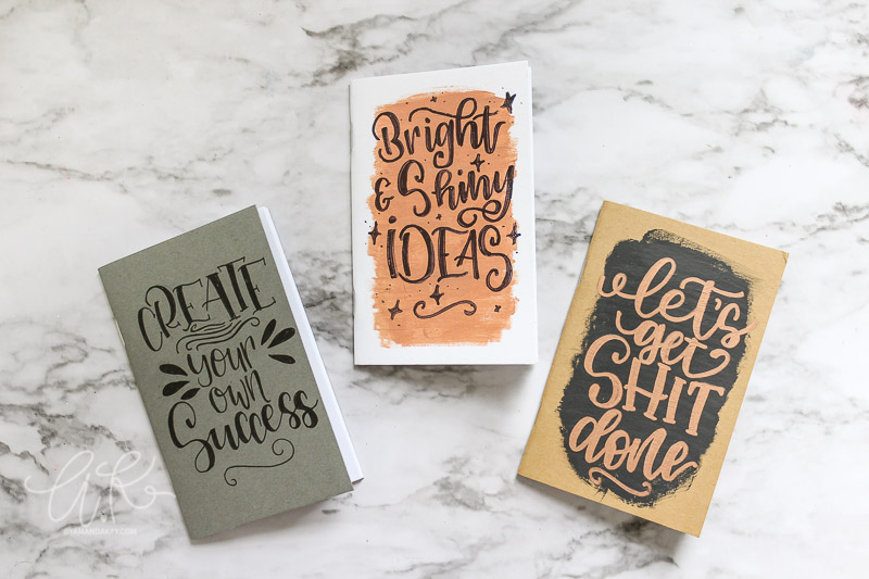 finished hand lettered mini notebooks