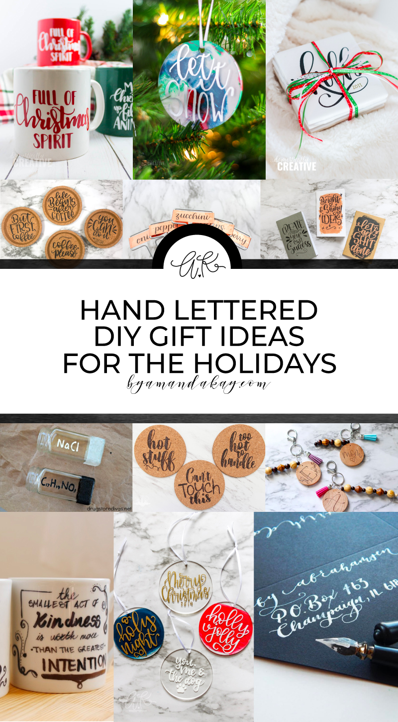 Hand lettered gift ideas collage pin