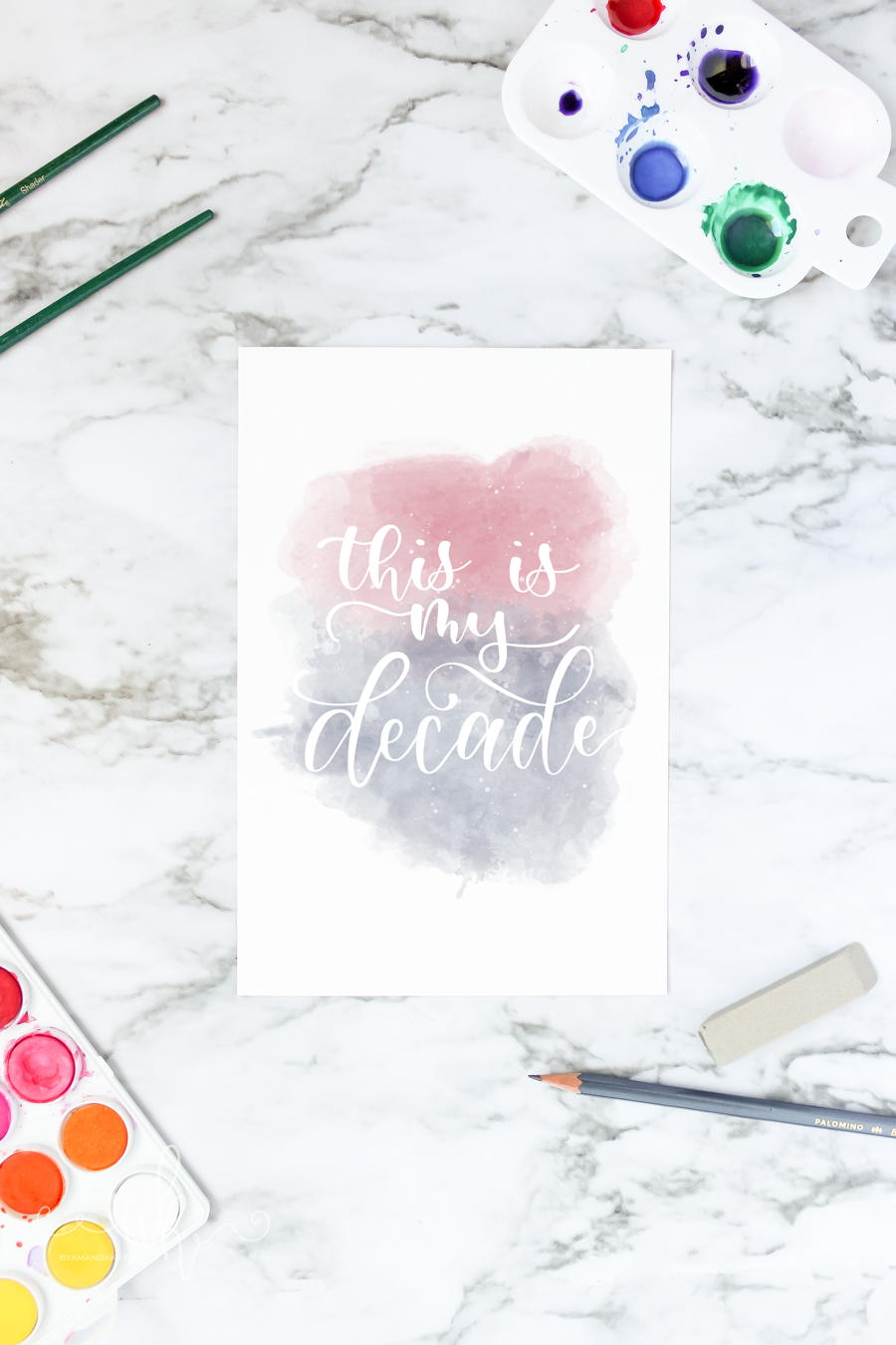 Free Hand Lettered Watercolor Printable | This is my Decade