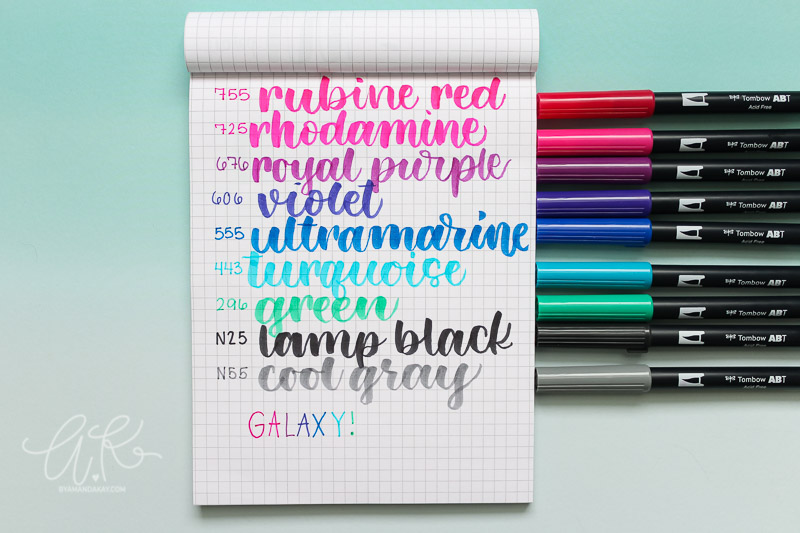 Swatching view of Tombow dual brush pens galaxy pack