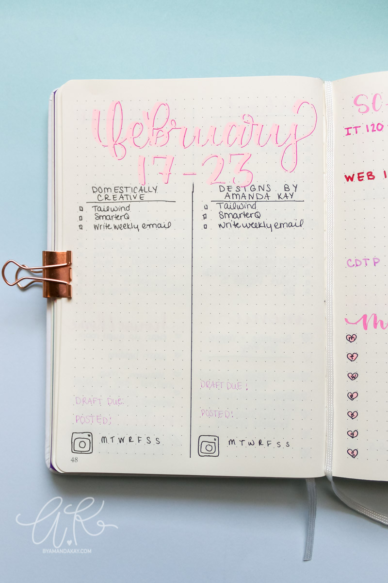 Master to do list for bullet journal weekly spread