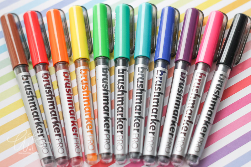 Karin brushmarker pro pens in rainbow order