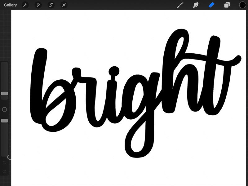 ipad Procreate screenshot with the word bright