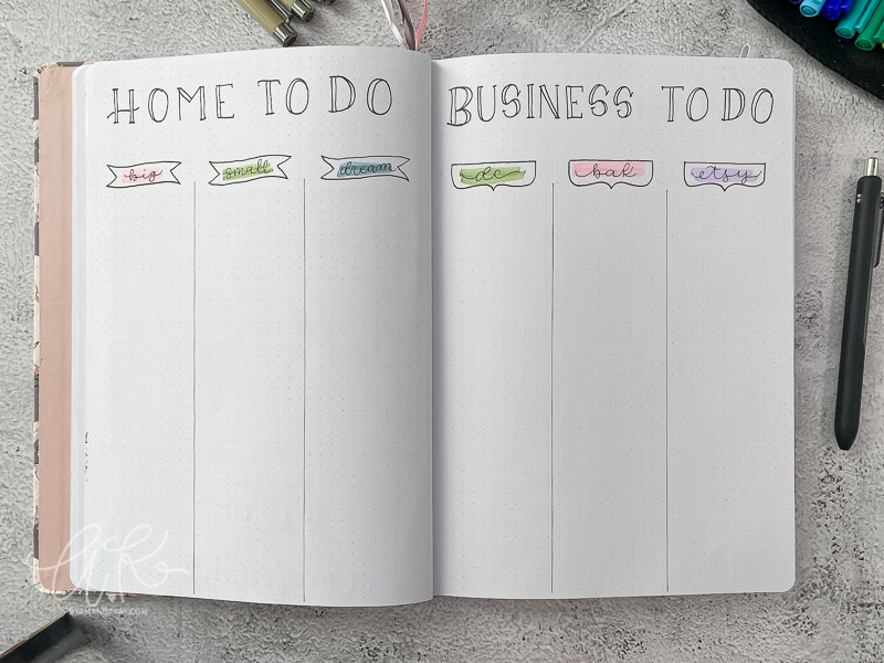home and business master to do list bullet journal spread