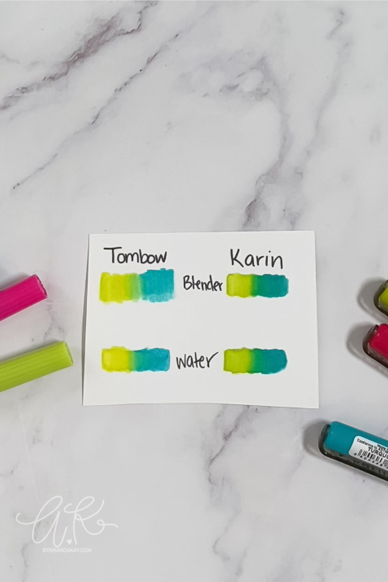 tombow and karin side by side blending comparison