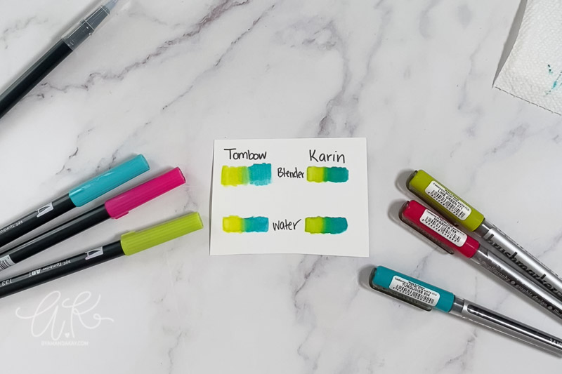 tombow and karin side by side blending comparisons